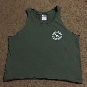 Pink Victoria’s Secret VS olive green tank